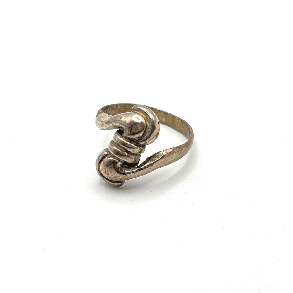 Vintage‎ Sterling Silver Bypass Knot Sculptural Statement Ring Size 7